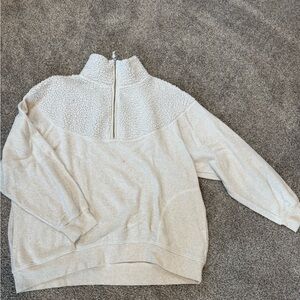 Aerie Cream Quarter-Zip Sweatshirt